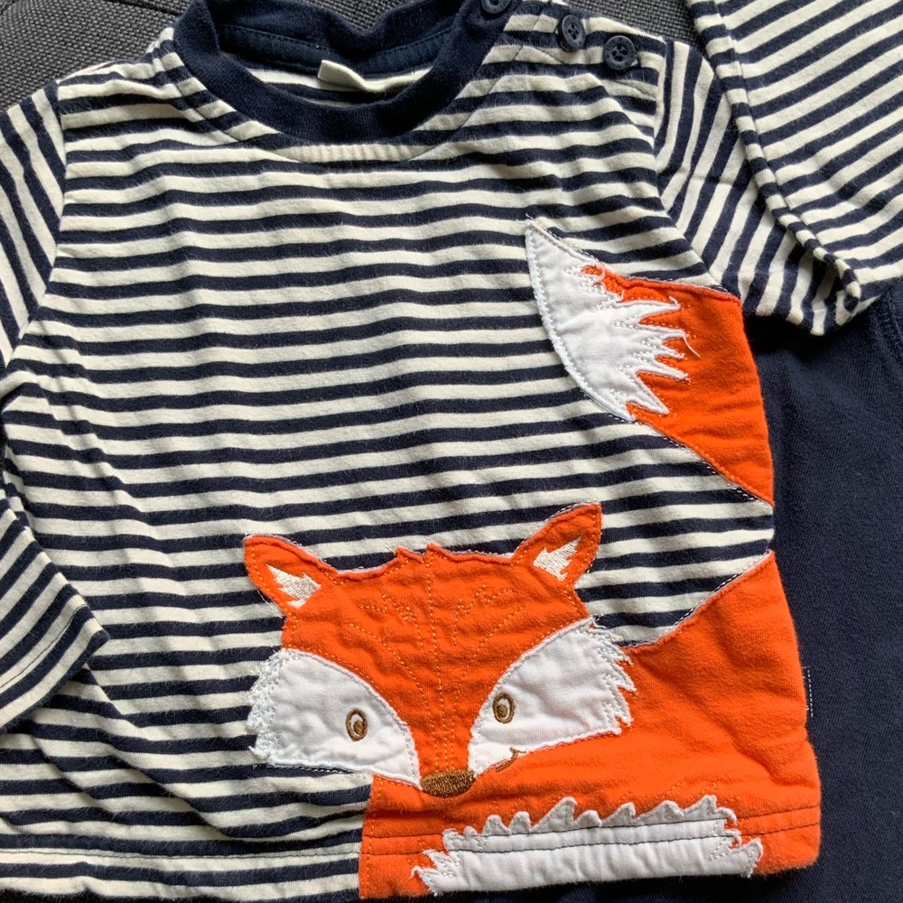 12-18 months boy Jojo Maman fox long sleeve shirt top fall winter spring